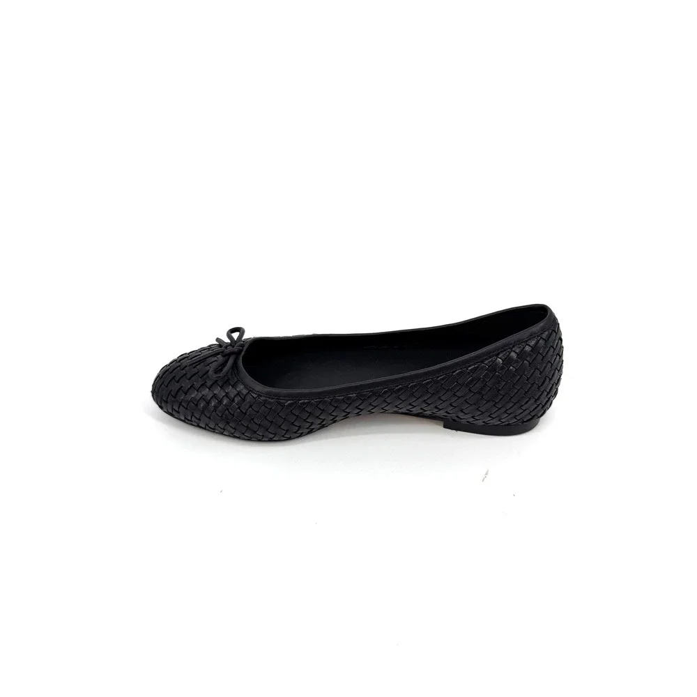 Sarah Flint Black Woven Leather Ballet Flats